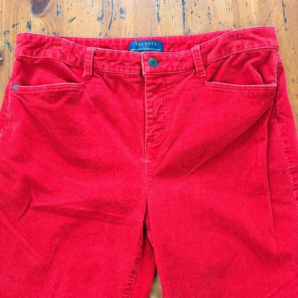 Talbots Simply Flattering 5-Pocket Corduroy‎ Pants Red Petite Size 12P Straight